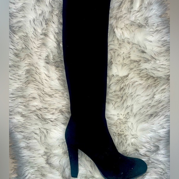 Thigh high boots knee high boots Black heel boots chunky boots - Picture 2 of 9